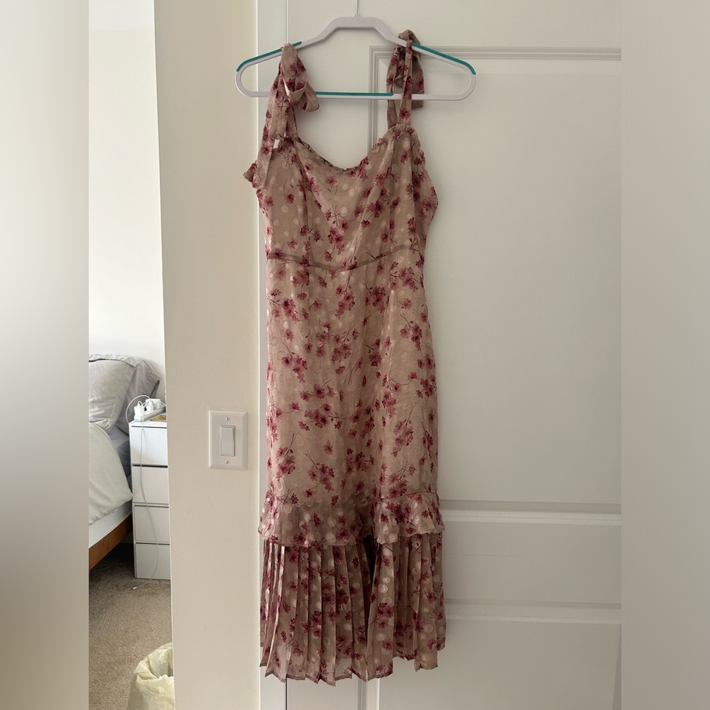 Lulus Pink Flower Ruffle Dress